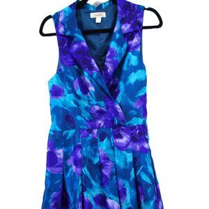Dressbarn Women’s Sleeveless Fit & Flare Dress Blue Purple Floral Print Size 14